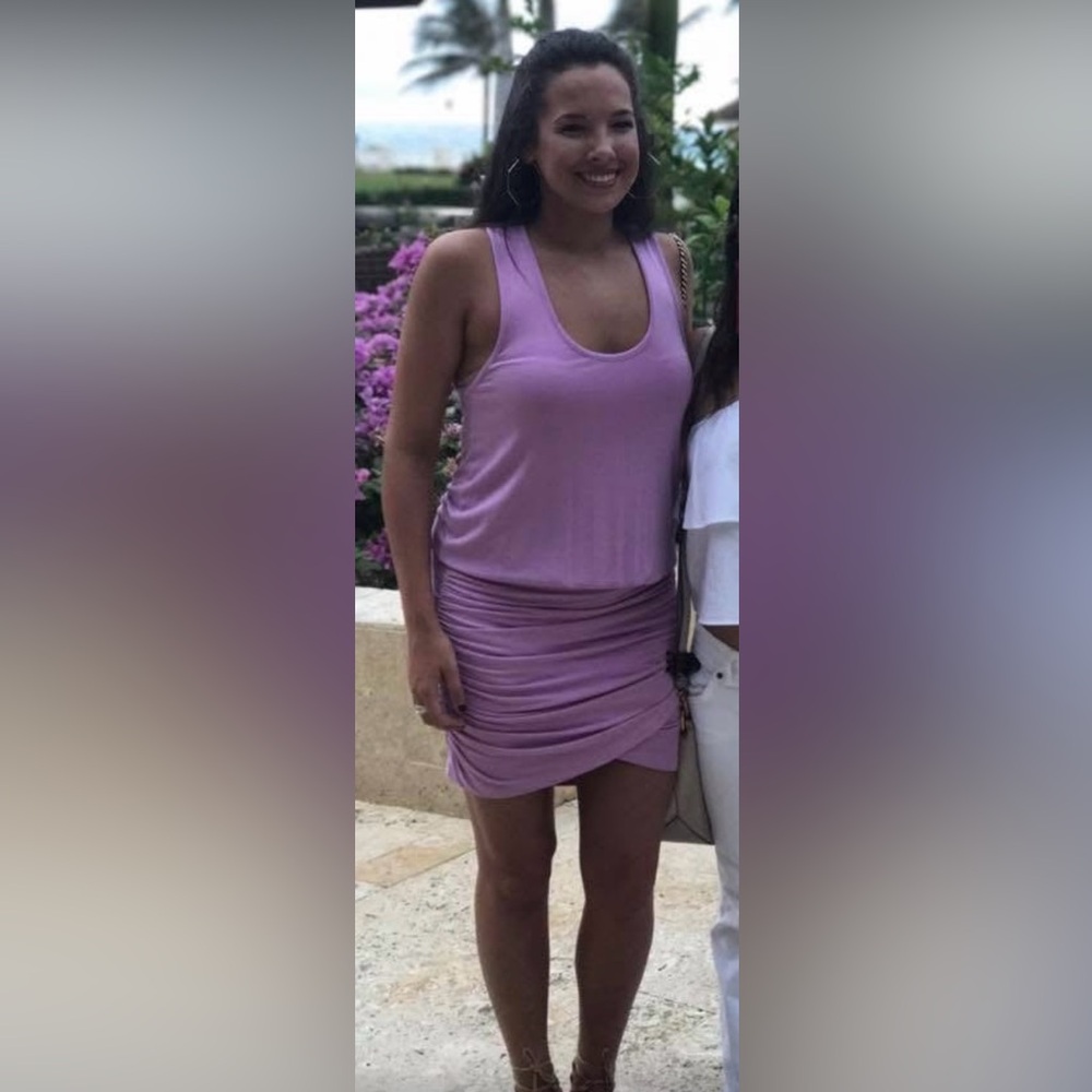 Lavender Sleeveless Dress, ruched at skirt